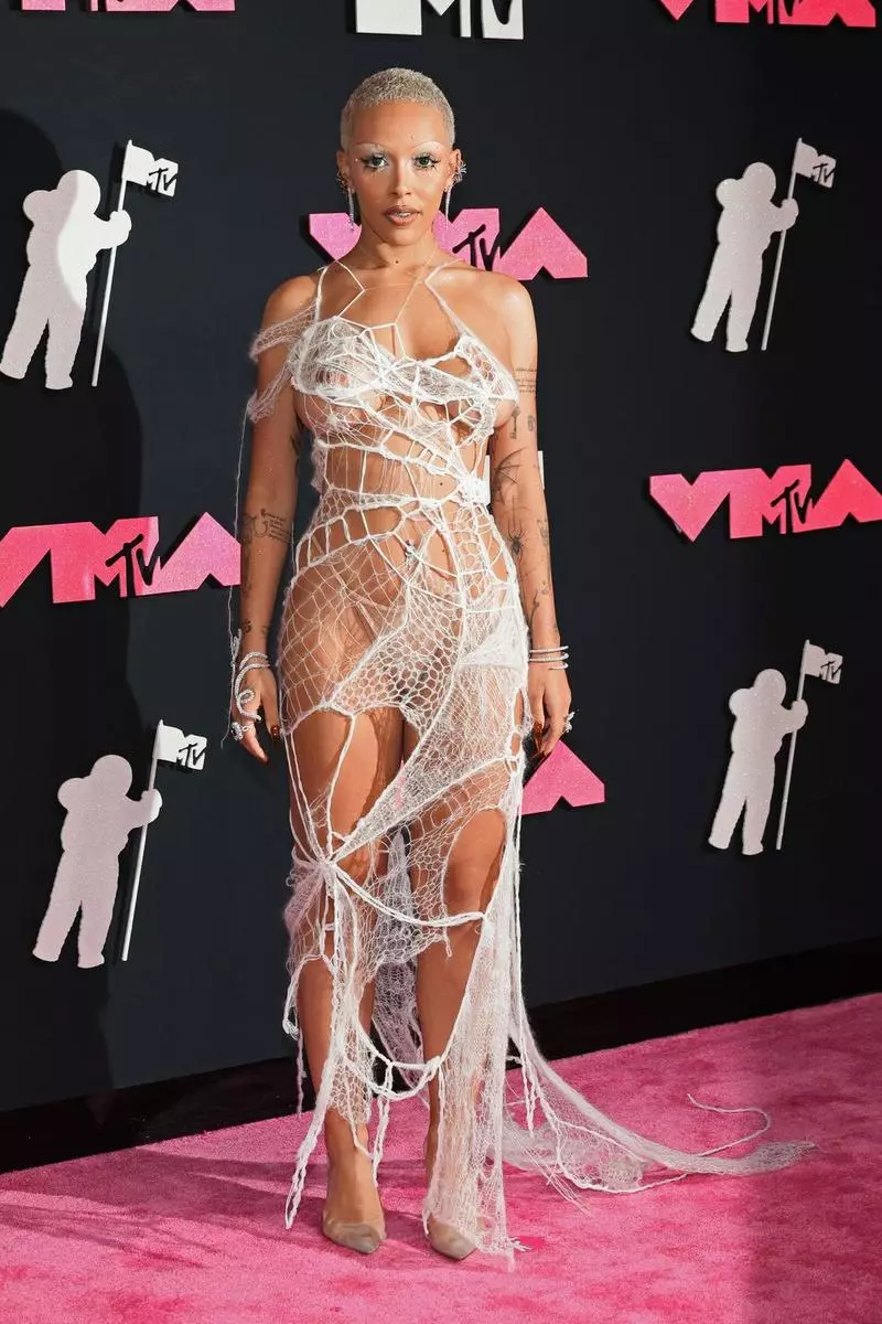 Doja Cat Arrives MTV VMAs in a Sheer Spider Web Dress